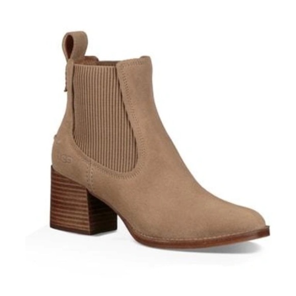 UGG Women's Faye Round Toe Suede Mid-Heel Booties - Picture 1 of 7